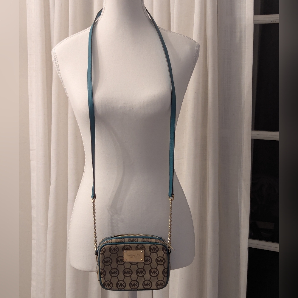 Michael Kors Tan and Teal Crossbody Bag - Picture 3 of 8